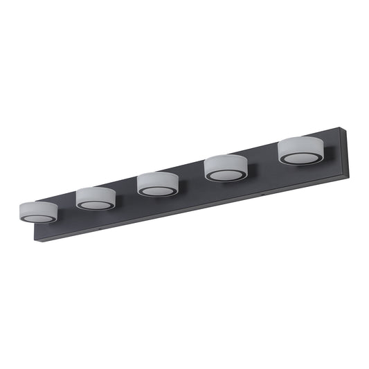 37 Modern 5-Light LED Vanity Light, Sleek Black Bathroom Wall Light Fixture For Mirror, Shower, And Bathroom Decor