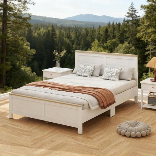 White Full Bed Frame With Headboard