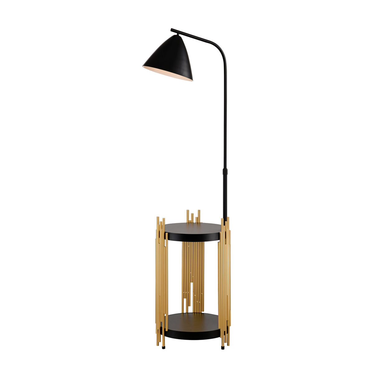 Luxury Shelves Floor Lamp For Living Room With Metal Lampshade, Standing Lamp Tall Industrial Floor Lamp Reading For Bedroom, Office E26 No Included Bulb -Matte Gold Matte Black - CJDS