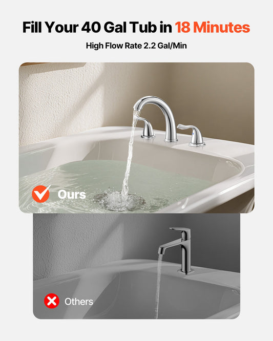 Roman Tub Faucet, 3 Hole Waterfall Bathtub Faucet, Gooseneck Bath Tubs Faucets Set With 2 Handles, Deck Mount Bath Tub Faucets Set For Pet Washing, Adult Bathing, Silver, High Arc Spout