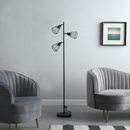 Adjustable Cage Shade Industrial Farmhouse Metal Floor Lamp - CJDS