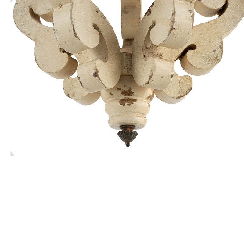 Farmhouse Chandelier, Dilapidated White Chandelier French Country Wood Chandelier For Living Room Foyer, Bulb Not Included - CJDS