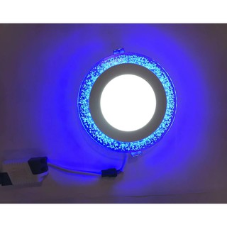 Experience the Magic of Color LED Border Downlight - Stunning Slim Panel Round 4"Design with Striking Blue & White Border - Unleash Your Creative Glow! Blue & White Bubble