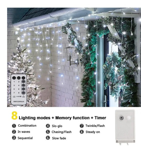 Curtain Icicle Lights Wedding Party LED Fairy Christmas Indoor Outdoor - CJDS - CC