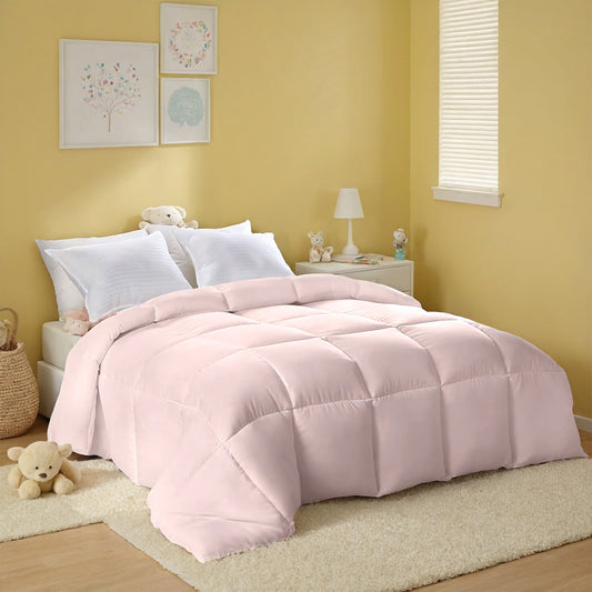 Pink Extra Large Plump Thick Duvet - Bohemian-style Checkered Quilting With Enhanced Warmth And Skin-friendly Comfort. Machine Washable, Hotel-grade Luxury For Bedrooms. Premium Comforter