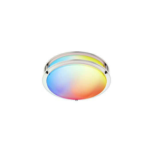 14'' Wifi Dual Brush Nickel Ring Panel Light Surface Mount Ceiling Fixture - Adjustable 25W RGB+CCT EBK Brilliance!