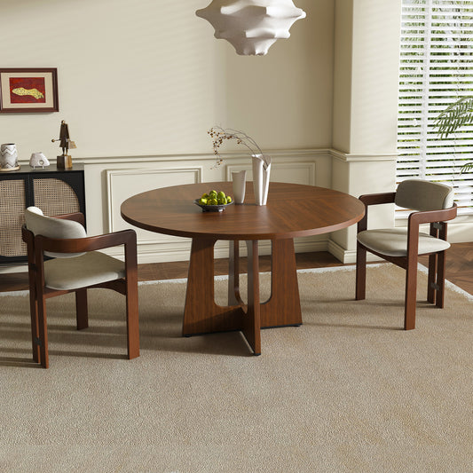 Round Dining Table For 4 - 47 Inch Farmhouse Kitchen Table MDF Circle Table With Wood Grain Finish 300lb Weight Capacity Easy Assembly For Dining Room Kitchen Living Room - Spiced Round Table