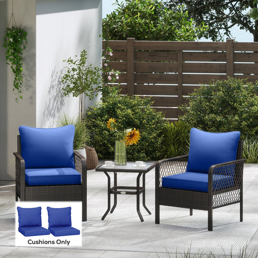 4 Patio Chair Cushions With Seat & Backrest, Fade Resistant Seat Replacement Cushion Set, Navy Blue