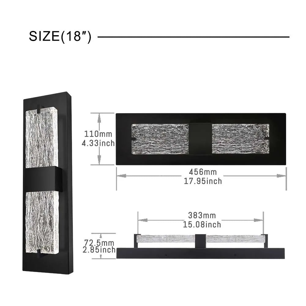 Crystal LED Wall Lights - 20W - 18" - 5CCT Tunable - IP65 - JXL-BD18