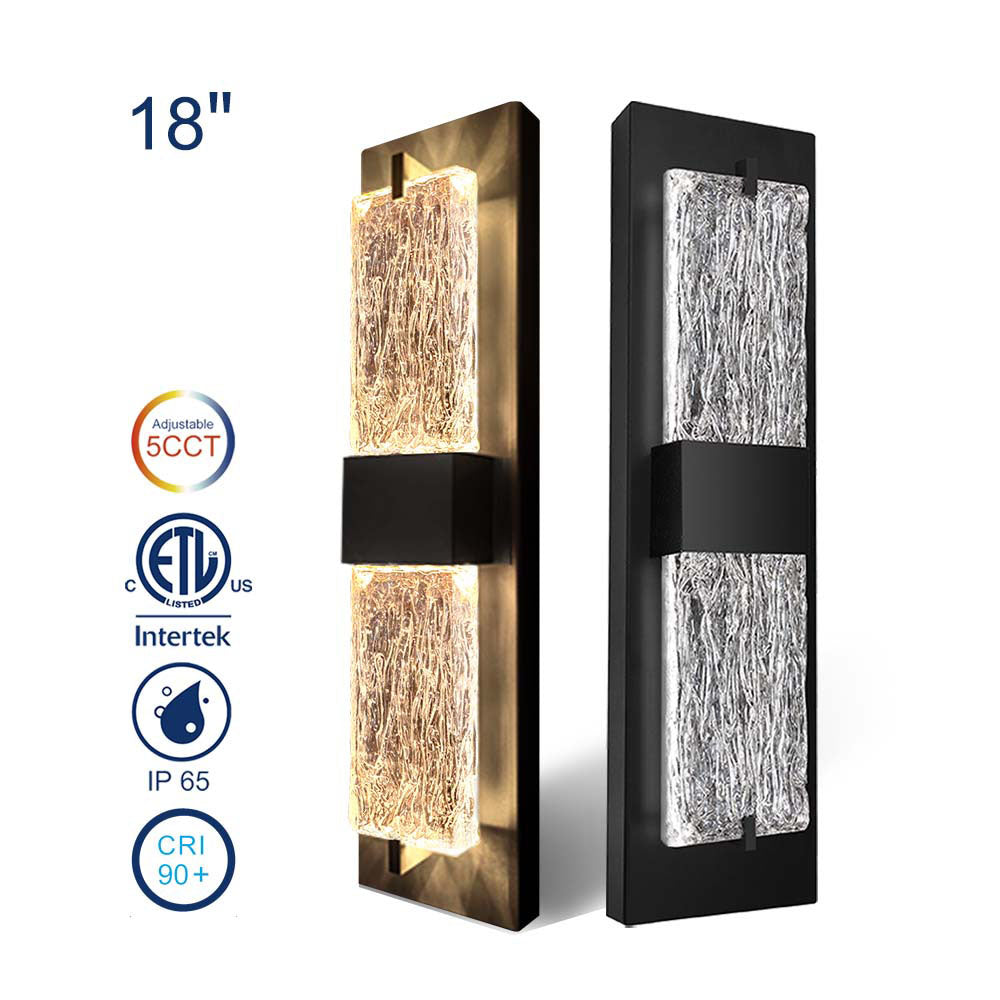 Crystal LED Wall Lights - 20W - 18" - 5CCT Tunable - IP65 - JXL-BD18