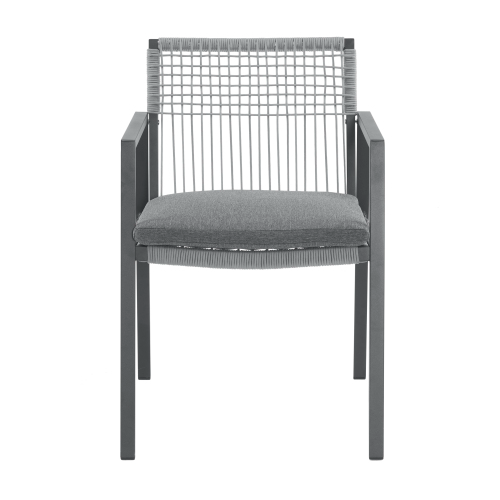 Outdoor Dining Chair Set Of 2, Aluminum Rope , Outdoor Armchair Seating For Patio Backyard Poolside Balcony, Cushion Included