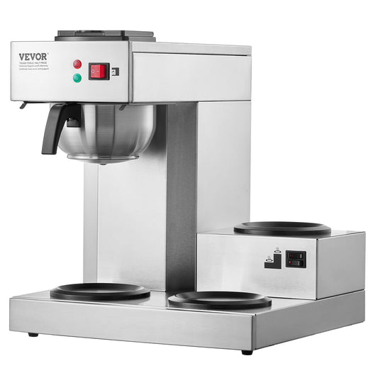 3-Station Commercial Coffee Brewer – 6-Minute Rapid Brew with 3 Warming Plates & 3 Carafes