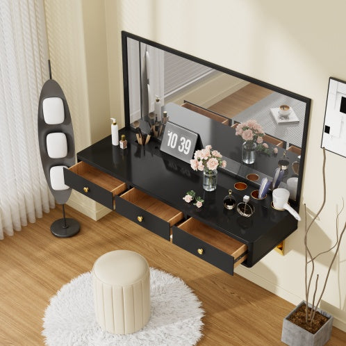 Floating Shelf With Drawer, Multi-Purpose Wall-Mounted Vanity Table, Mounted Desk, Floating Table For Bedroom - CJDS