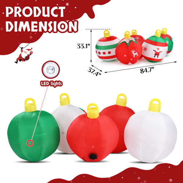 6.9ft, Five Christmas Balls, Five LED Lights, Bundle Pocket, Christmas Inflatable Decoration - CJDS - CC