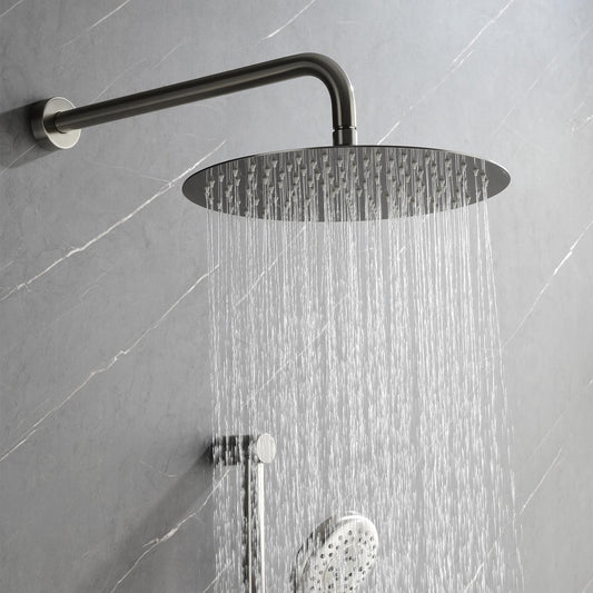 Shower System With Shower Head, Hand Shower, Slide Bar, Bodysprays, Shower Arm, Hose, Valve Trim, And Lever Handles