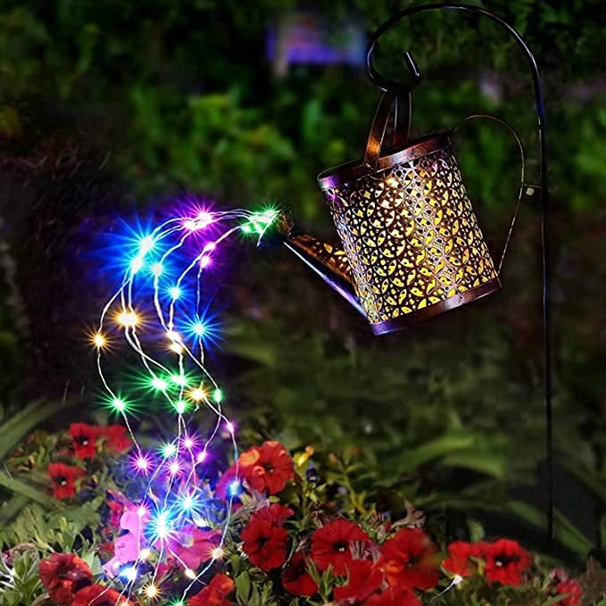 Solar Lights Outdoor Decorative, Metal Solar Watering Can Outdoor Lights IP65 Waterproof, Hanging Garden Decor Yard Lights Outside Patio Lawn, Gifts For Mom Women Birthday - CJDS
