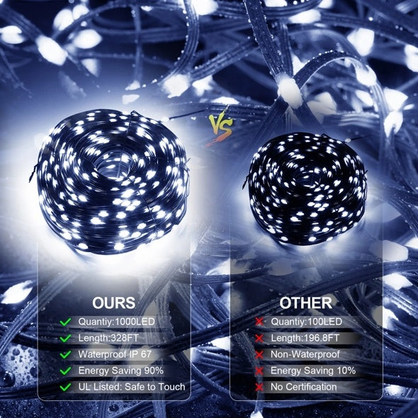 Christmas Rope Lights,1000LED 328Ft Outdoor Decorative String Strobe - CJDS - CC