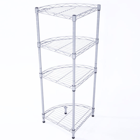4-Tier Corner Storage Shelves, Wire Shelving Unit, Metal Shelf, Steel Storage Rack For Laundry Bathroom Kitchen Silver