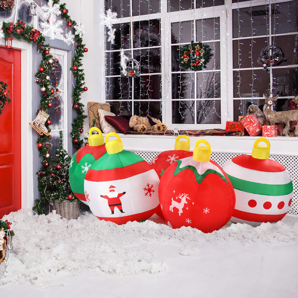 6.9ft, Five Christmas Balls, Five LED Lights, Bundle Pocket, Christmas Inflatable Decoration - CJDS - CC