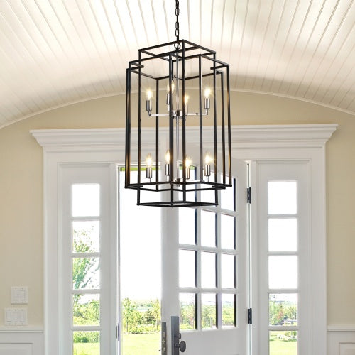 8 Lantern Tiered Chandeliers, Industrial Farmhouse Chandeliers Unavailable Platforms- CJDS