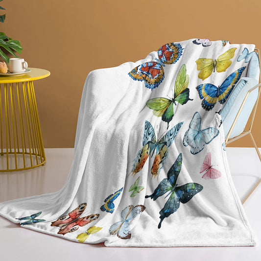 1pc Colorful Butterfly Printed Blanket, Skin Friendly Soft Casual Blanket, Cover Blanket, Multi Scene Warm Decorative Blanket, Suitable For All Seasons