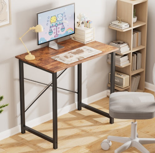 Computer Desk For Home Office, Modern Study Work Table Simple Style For Bedroom, Writing Desks With X-Shaped Reinforcement, Rust