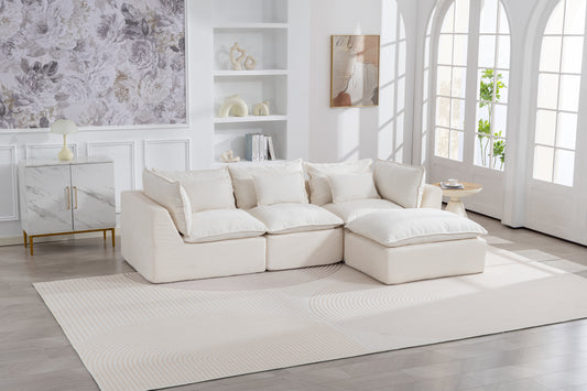 102.3 Width Cloud Couch Oversized Modular Sectional Sofa True Relax Comfy Couches Wide&Deep Seat Sofas For Living Room Furniture Sets, 3Seat With Ottoman