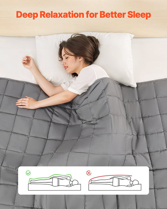 Weighted Blanket, 25 Lbs, 60 X 80 In Queen Size, Cooling Breathable Heavy Blanket With Glass Beads, All-Season Use, Suitable For 250-310 Lbs Adults, Anxiety Stress Relief, Improve Sleep, Grey