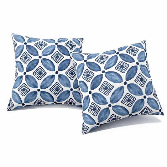 2 Pack Outdoor Throw Pillows, Waterproof & Fade-Resistant Patio Cushions For Garden, Porch, Poolside Furniture - Soft & Comfortable Decorative Pillow Covers 18x18 Inch, Soft Slate Blue