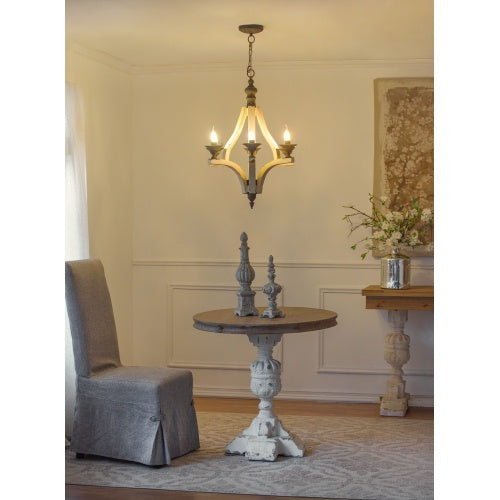 6 - Light Wood Chandelier With Adjustable Chain For Kitchen, Dining Hall Entrance, Bulb Not Included - CJDS