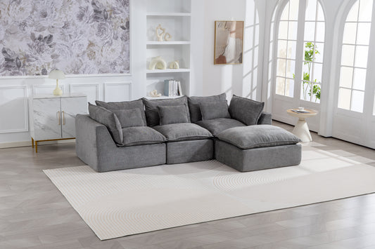 102.3 Width Cloud Couch Oversized Modular Sectional Sofa True Relax Comfy Couches Wide&Deep Seat Sofas For Living Room Furniture Sets, 3Seat With Ottoman