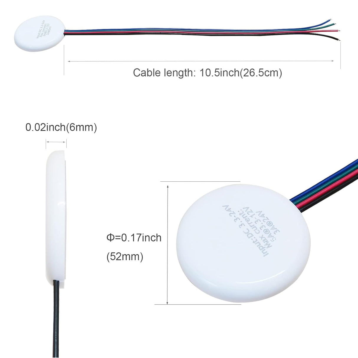 LED Touch Dimmer Switch, DC 3.7-24V - 72W - AZ