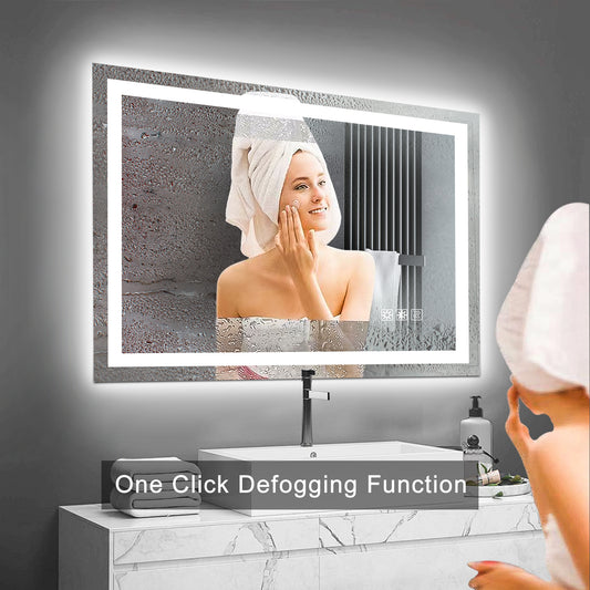 48 X 36 LED Bathroom Mirror With Anti-Fog And Touch Sensor -Modern Frameless Lighted Wall Mirror For Bathroom Vanity, Shower Room, Or Dressing Area
