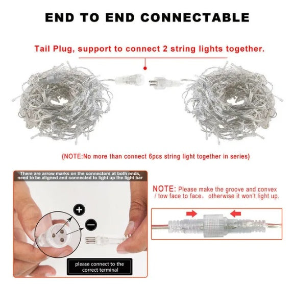 Curtain Icicle Lights Wedding Party LED Fairy Christmas Indoor Outdoor - CJDS - CC