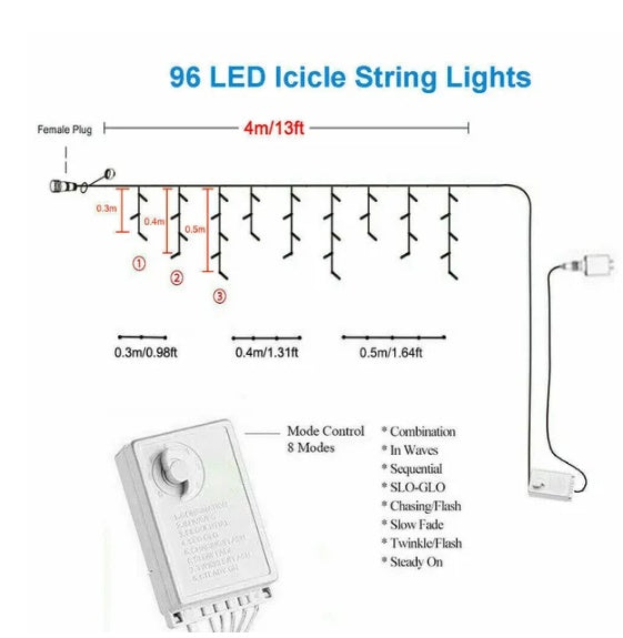 Curtain Icicle Lights Wedding Party LED Fairy Christmas Indoor Outdoor - CJDS - CC