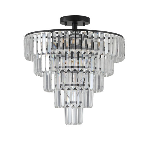 Large Black Crystal Chandelier, Contemporary Style Chandelier, Dining Room, Living Room, Bedroom - Bulb Not Included  Unavailable Platforms- CJDS