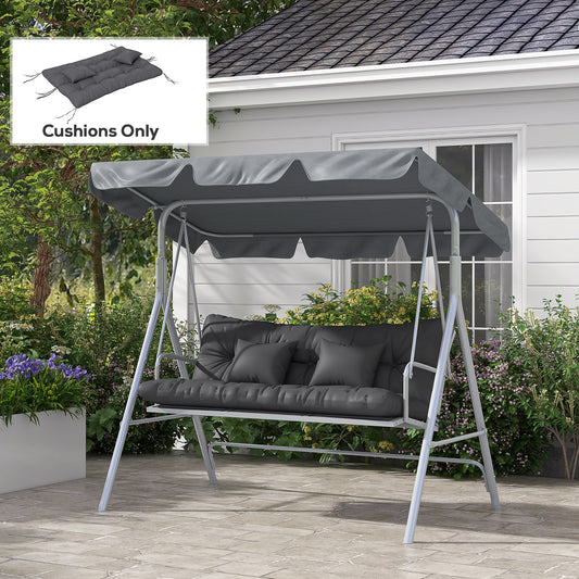 59" Tufted Bench Cushions & Throw Pillows, Replacement Bench Seat Pad, Back & 2 Pillows for Outdoor Furniture, Charcoal