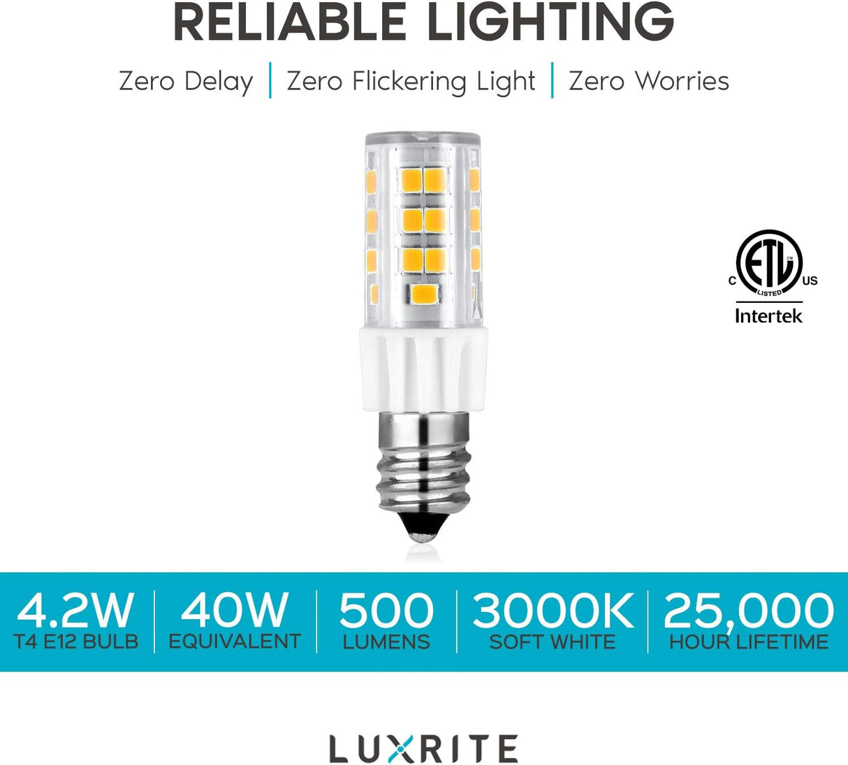 LED Bulb - E12 3000K 4.2W - 120V Luxrite