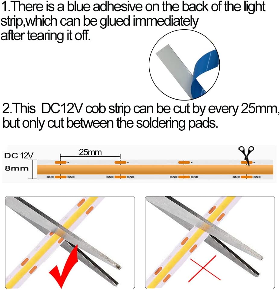COB 12V - IP20  - CW - 16.4FT - Strip Light