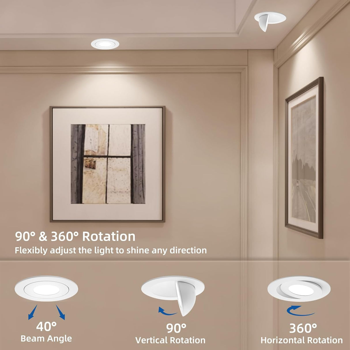 4" Gimbal White - 90 Degree - Round - 9W - 3CCT - BTY