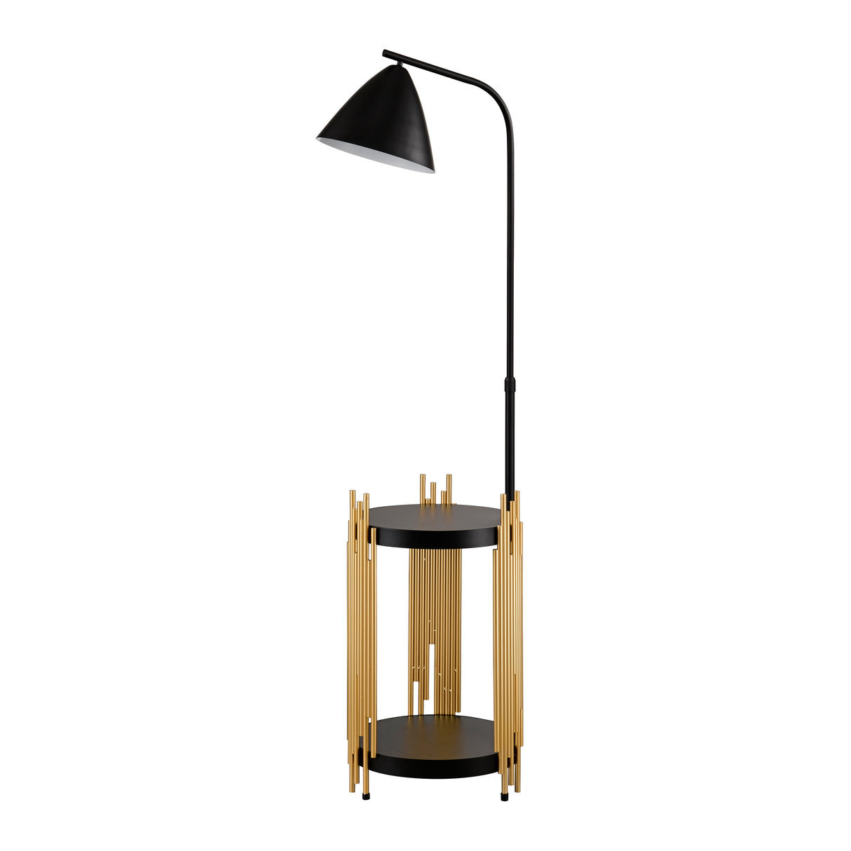 Luxury Shelves Floor Lamp For Living Room With Metal Lampshade, Standing Lamp Tall Industrial Floor Lamp Reading For Bedroom, Office E26 No Included Bulb -Matte Gold Matte Black - CJDS