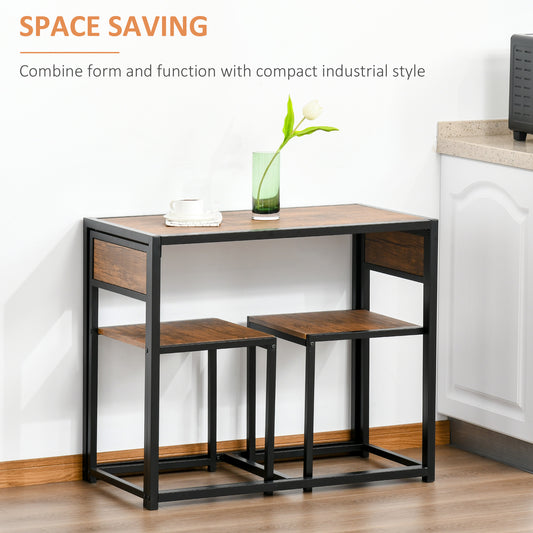 Industrial Dining Table Set For 2 Compact Kitchen Table And Chairs Rustic Brown For Small Spaces