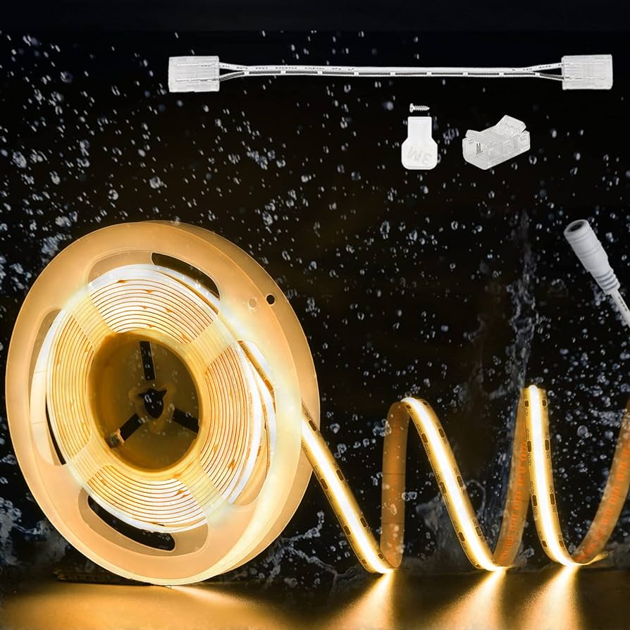 Transform Your Space with Brilliant White Light: Introducing the Strip Light WW 24V -IP65 - 16.4FT COB - Simple Installation, Perfect for Vanity Lights!