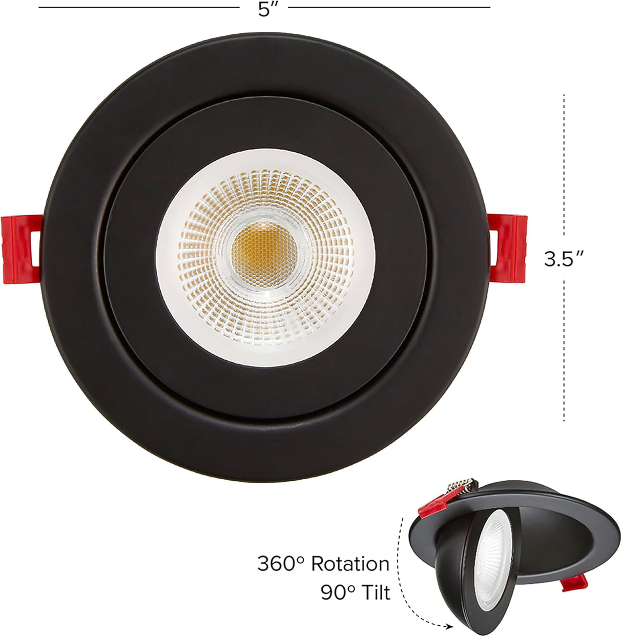 4" Gimbal Black - 90 Degree - Round - 9W - 3CCT - BTY