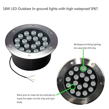 Underground Round IP65 18W 110V WW w/2m Cable