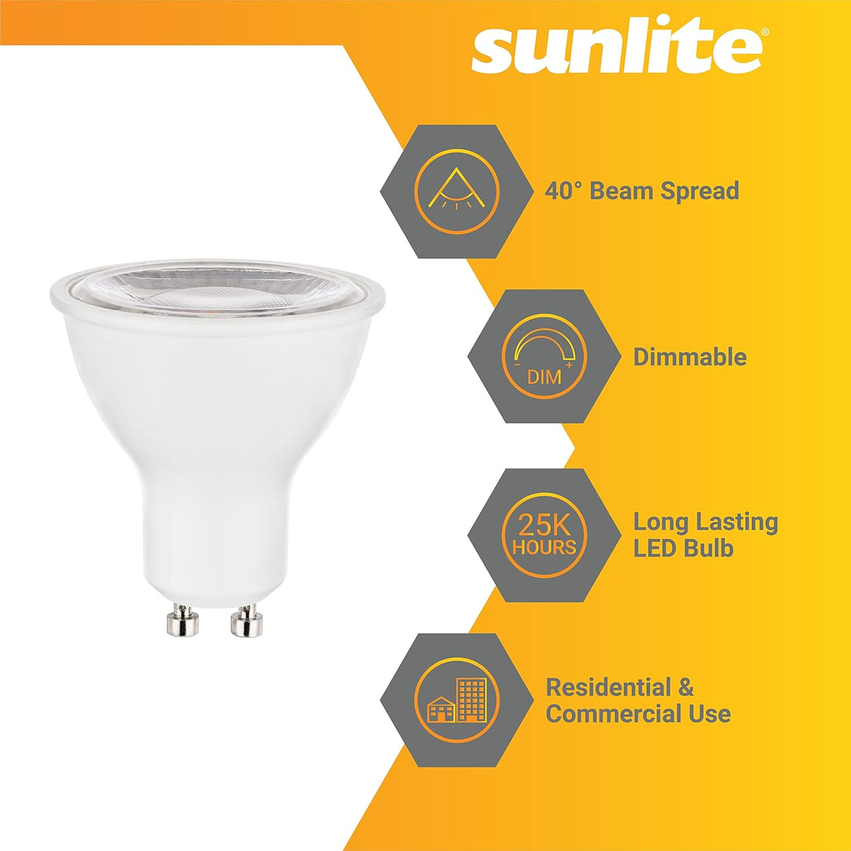 Sunlite LED GU10 Reflector Spotlight Bulb -  Watts - 6500K