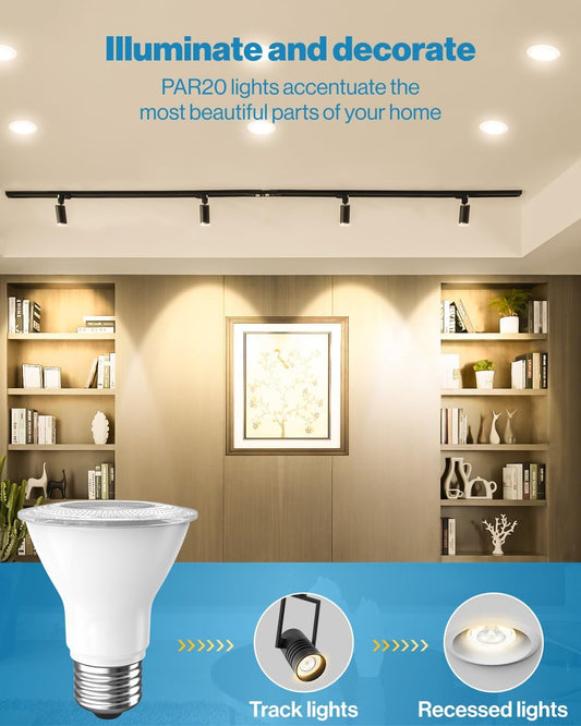 PAR20 LED Bulb - High Brightness, 800 LM, 8W (50W Equivalent) - 3000K - DIM