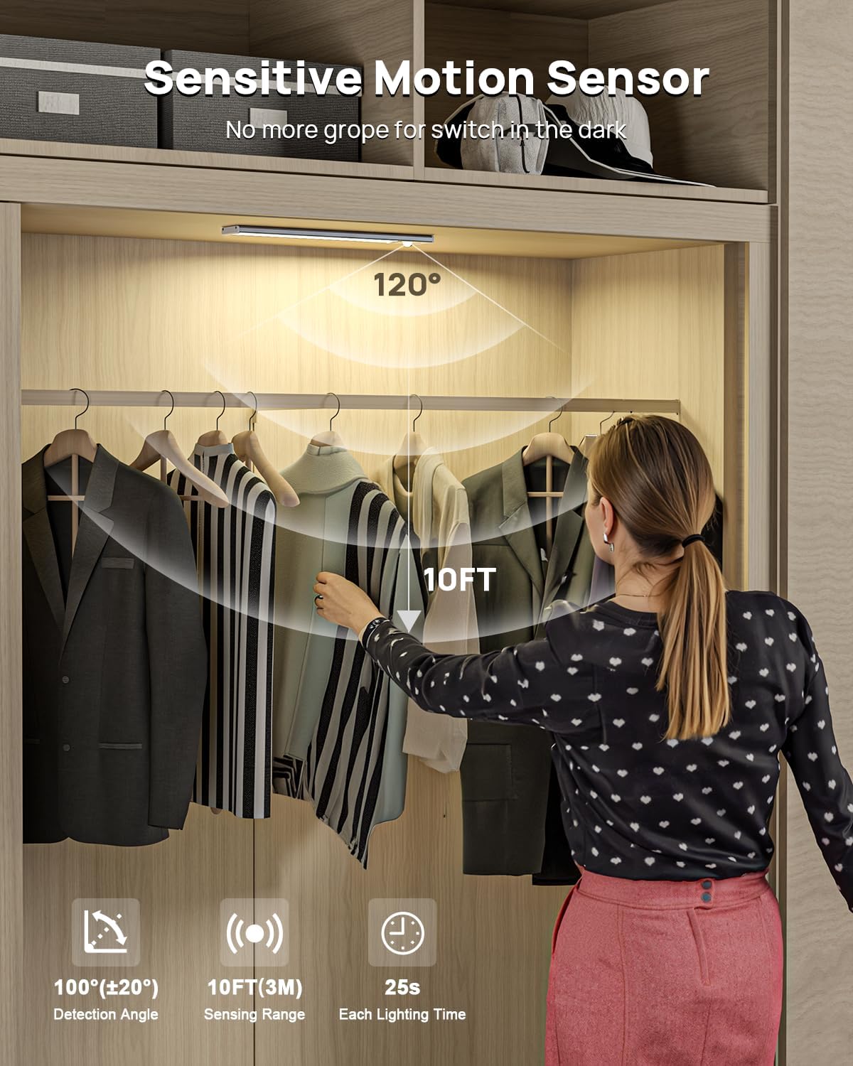 LED Motion Sensor Cabinet Light 1 ft (3pieces)