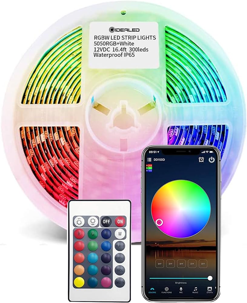 KIT UL Led Strip RGBW 8W W/R 12V - 16.4FT IP20