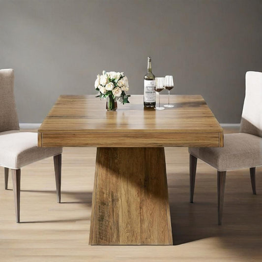 Square Dining Table For 4, 31.5-Inch Small Kitchen Table With Sturdy Pedestal Base, Farmhouse Dinner Table
